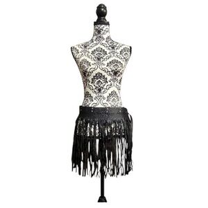 Steampunk Studded Decor Black Fringe Belt